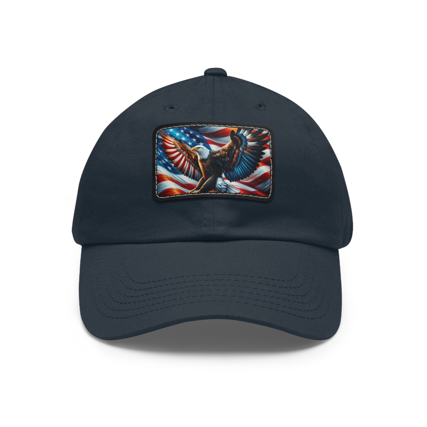 Dad Hat with Leather Patch (Rectangle) (Eagle)
