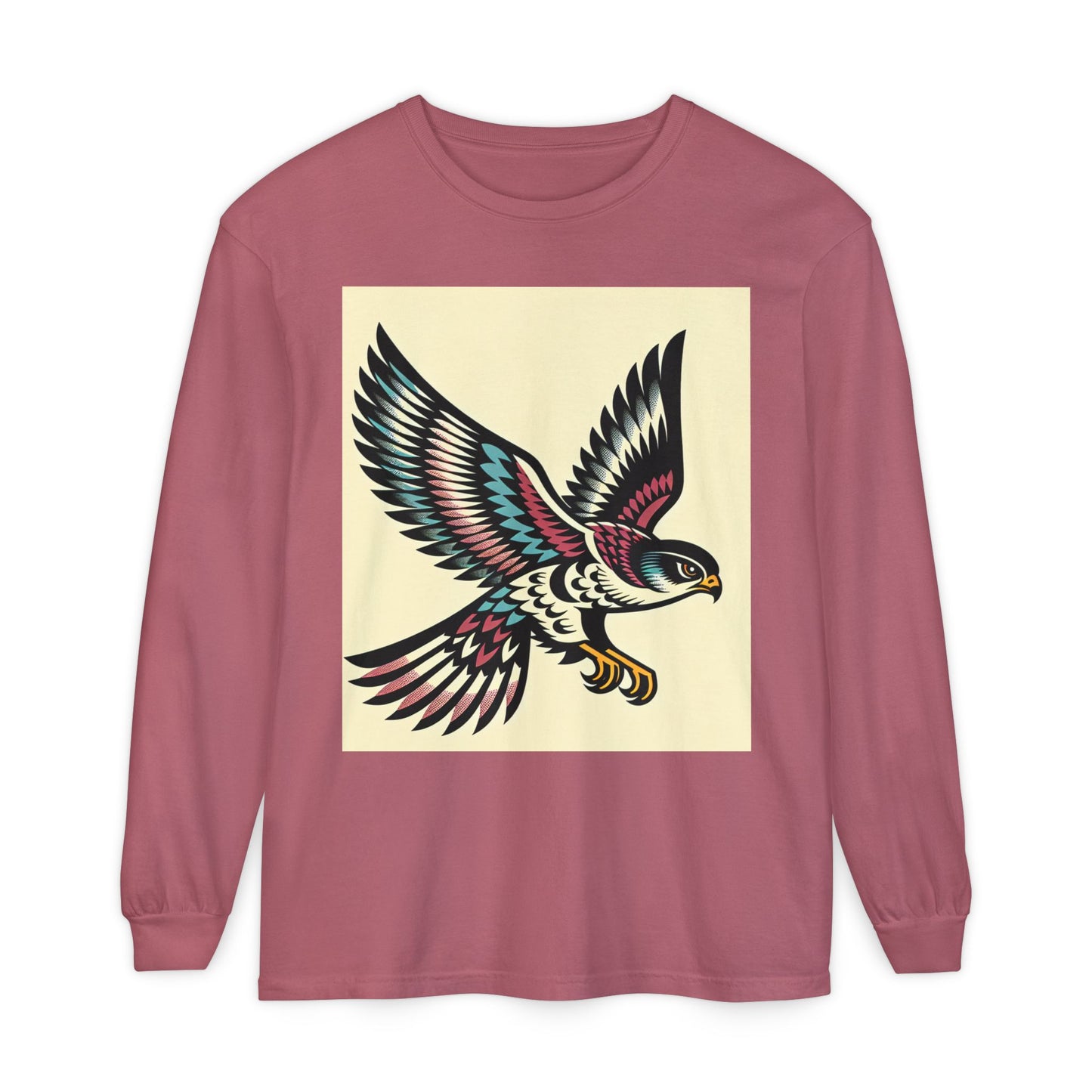 Unisex Garment-dyed Long Sleeve T-Shirt (Falcon)