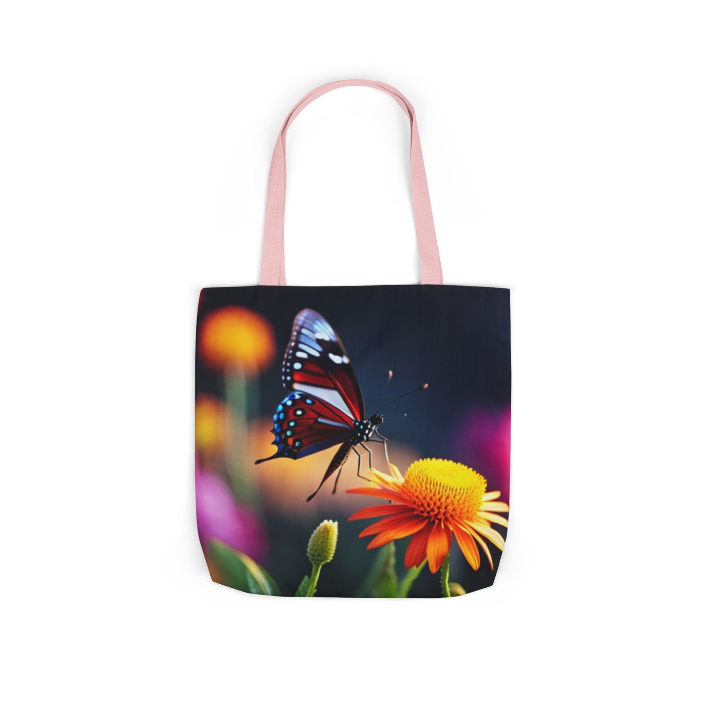 Canvas Tote Bag, 5-Color Straps (Butterflies)