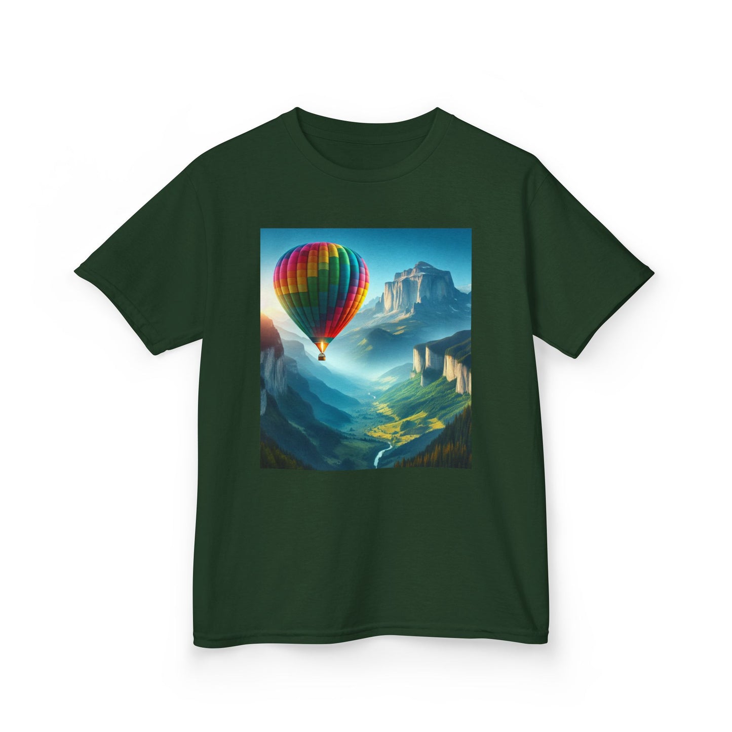 Kids Heavy Cotton™ Tee - Colorful Hot Air Balloon Adventure Tee for Young Explorers