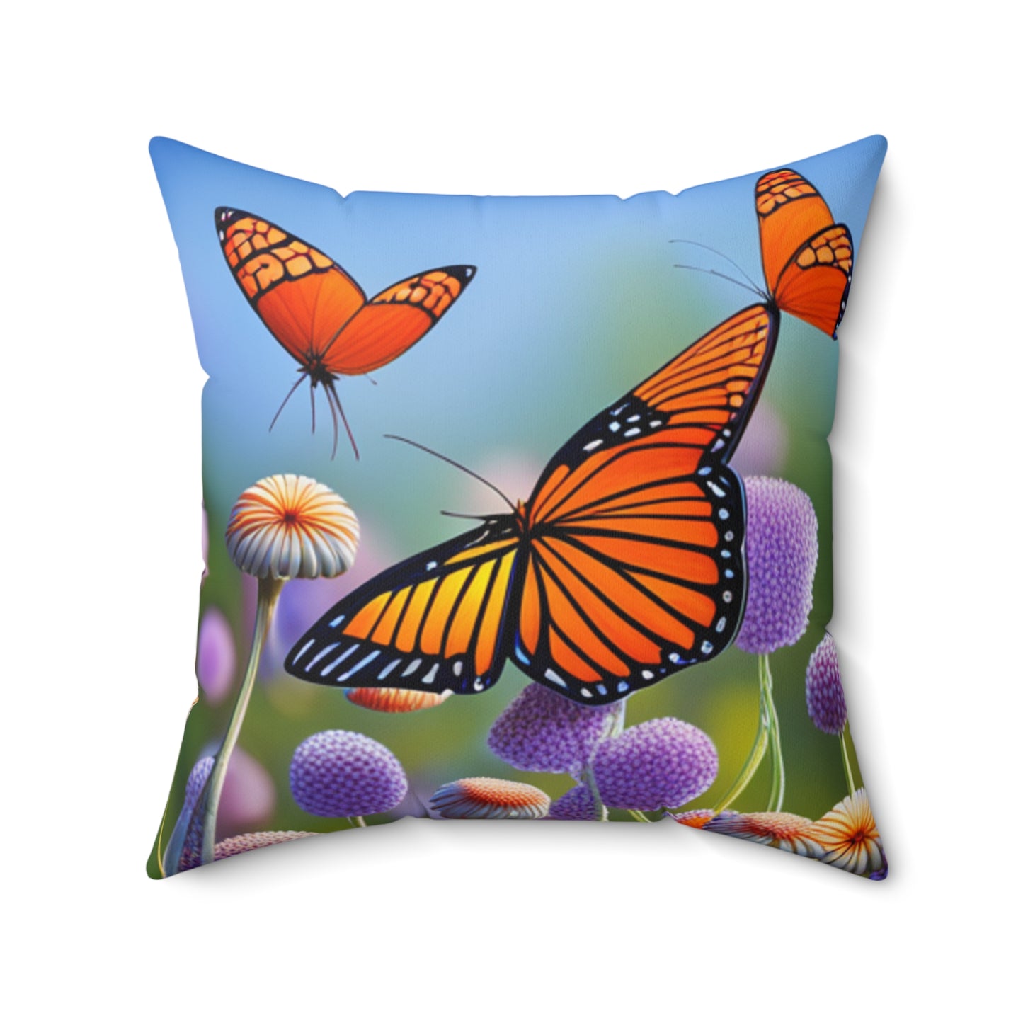 Spun Polyester Square Pillow (Monarch Butterflies)