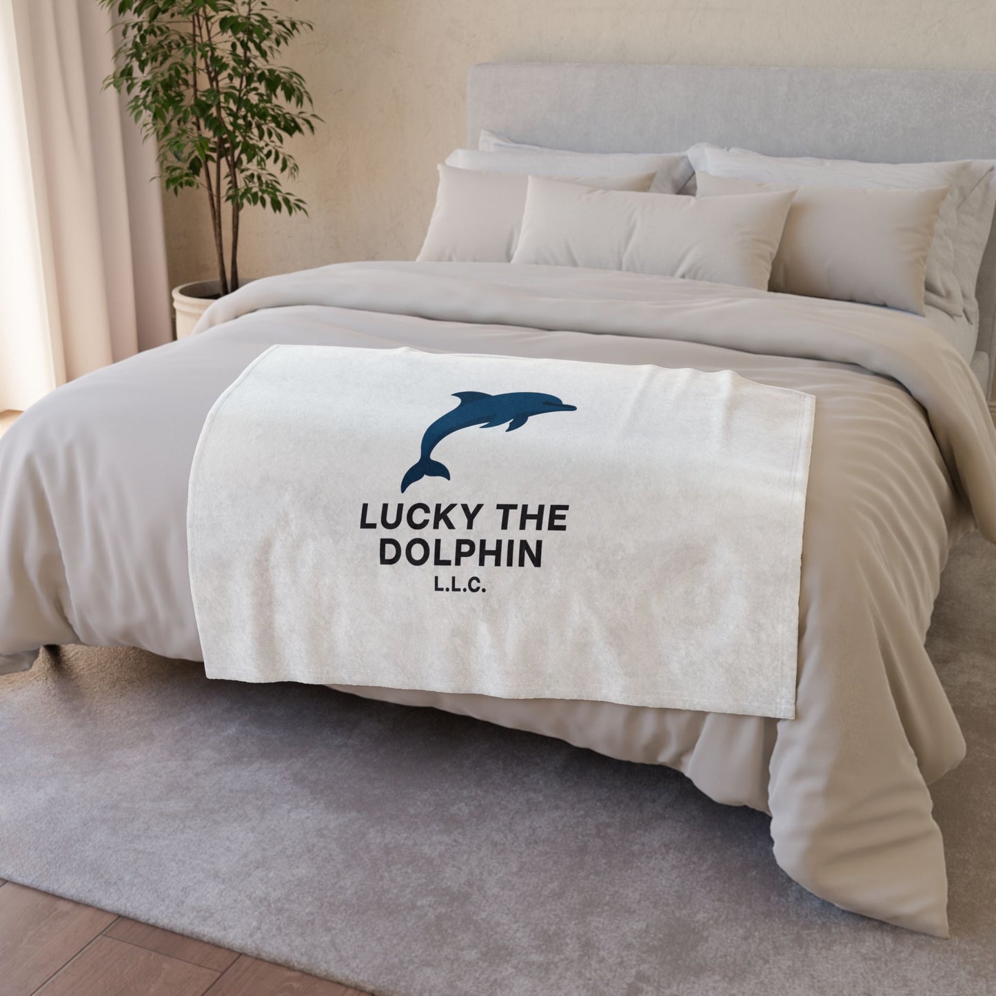 Lucky The Dolphin Logo-Themed Soft Blanket