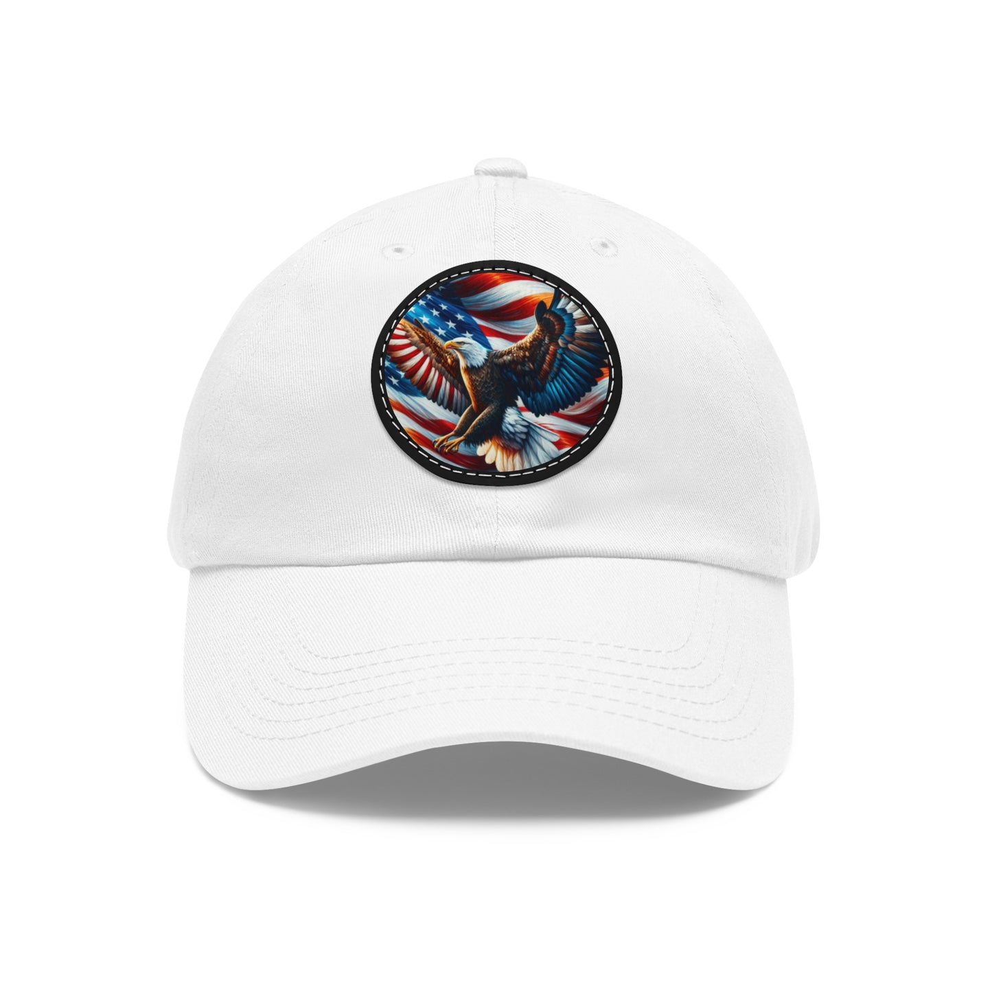 Dad Hat with Leather Patch (Round) (Eagle)
