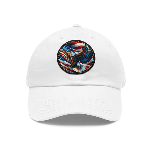 Dad Hat with Leather Patch (Round) (Eagle)