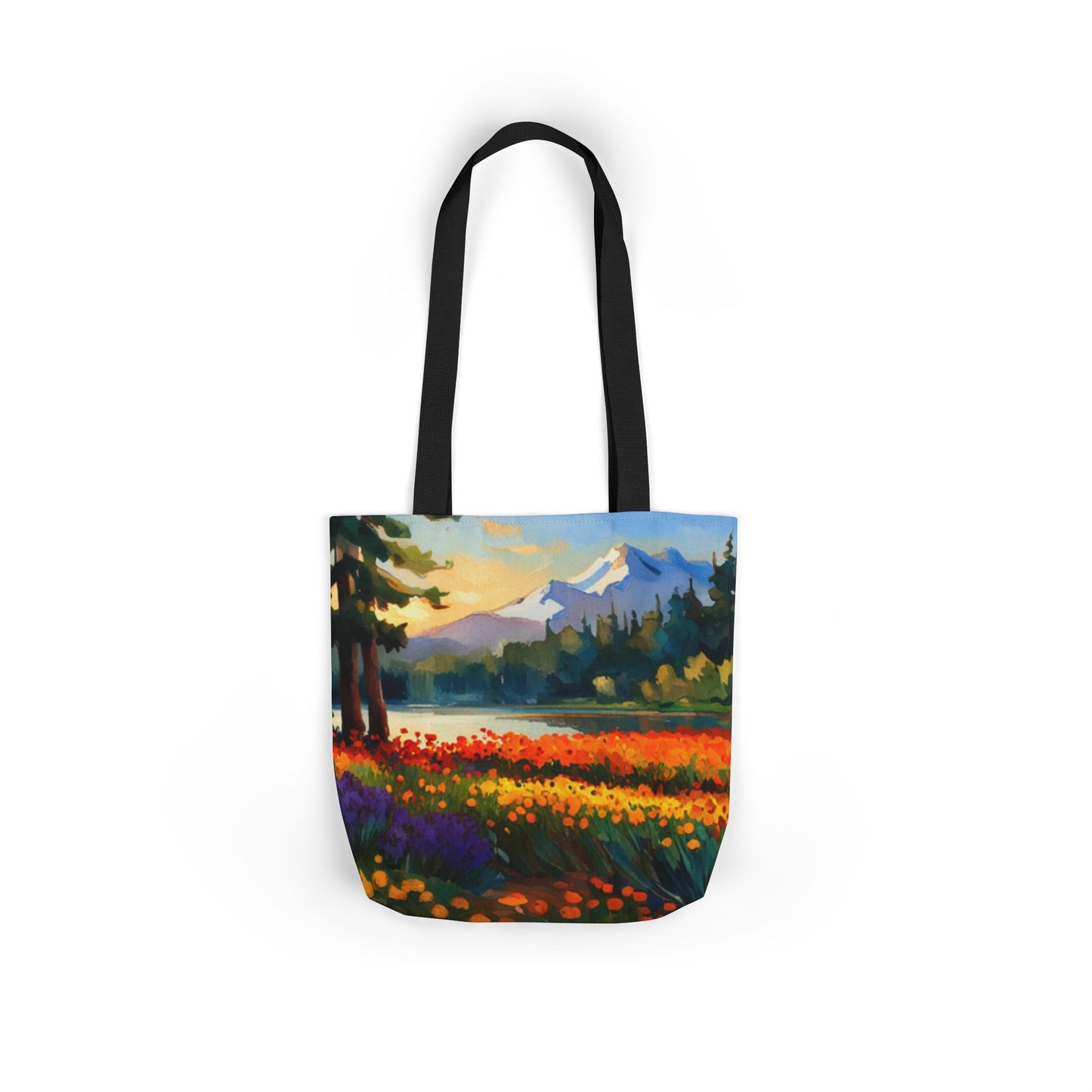 Canvas Tote Bag, 5-Color Straps (Flower Meadow)