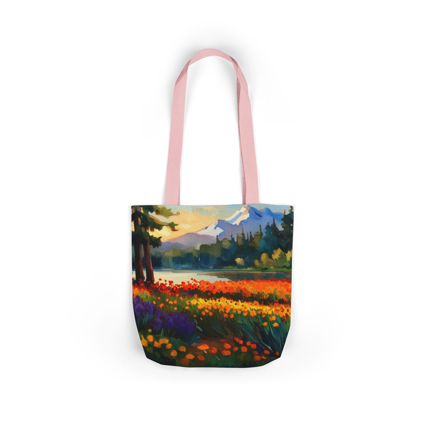 Canvas Tote Bag, 5-Color Straps (Flower Meadow)