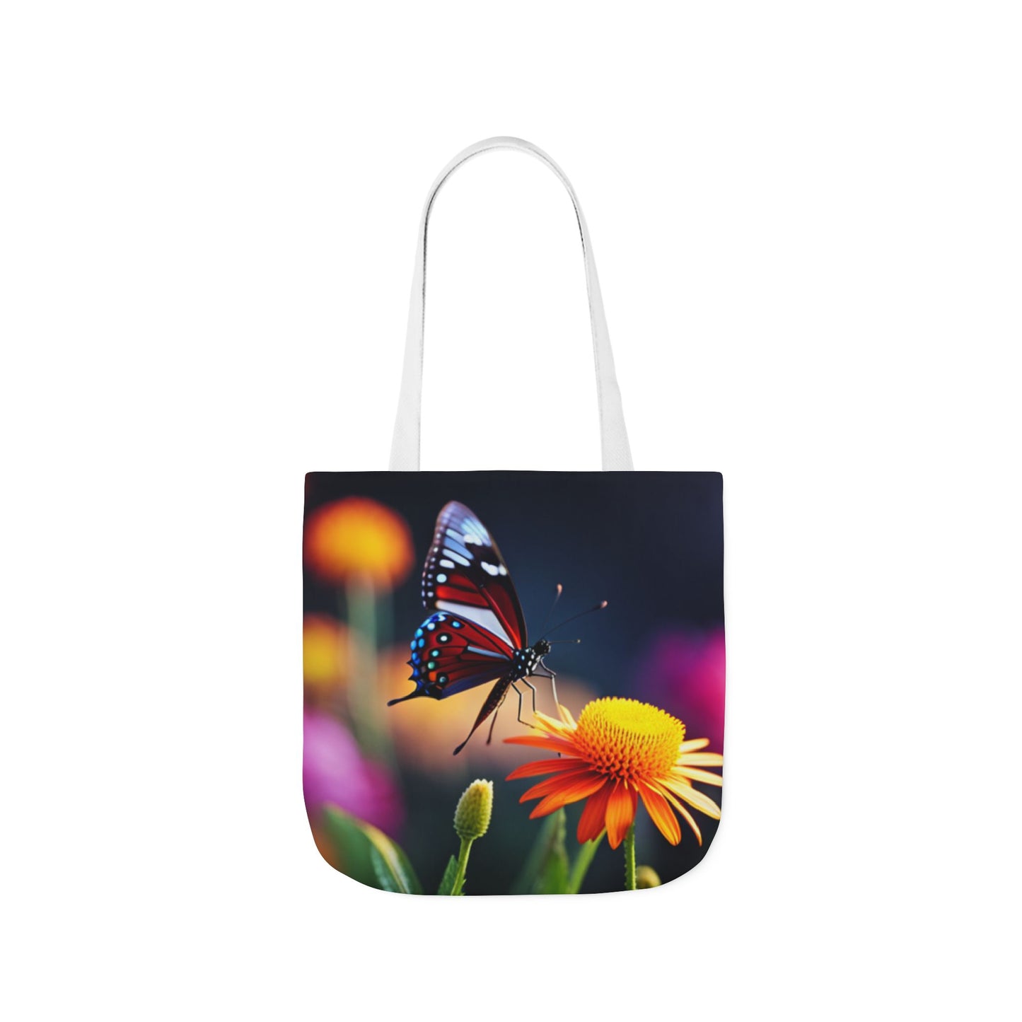 Canvas Tote Bag, 5-Color Straps (Butterflies)