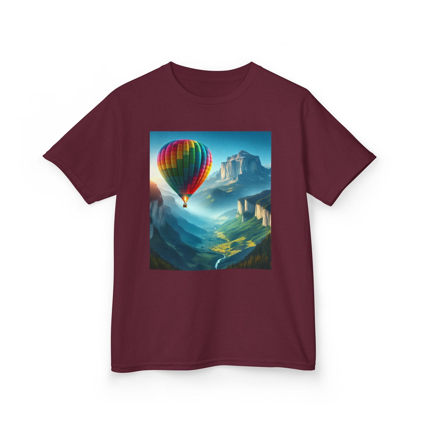 Kids Heavy Cotton™ Tee - Colorful Hot Air Balloon Adventure Tee for Young Explorers