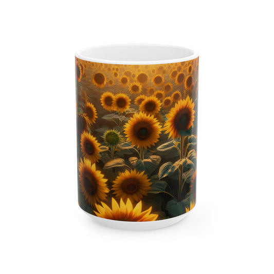 Ceramic Mug, (11oz, 15oz) (Sunflowers)