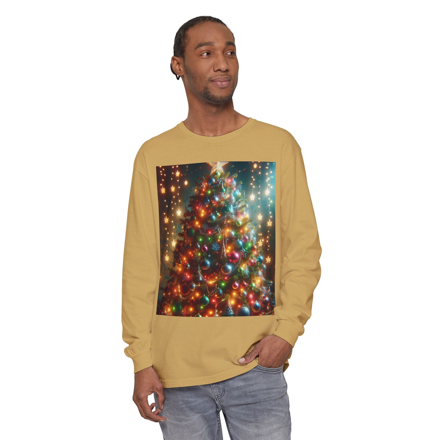 Unisex Garment-dyed Long Sleeve T-Shirt  (Tree)