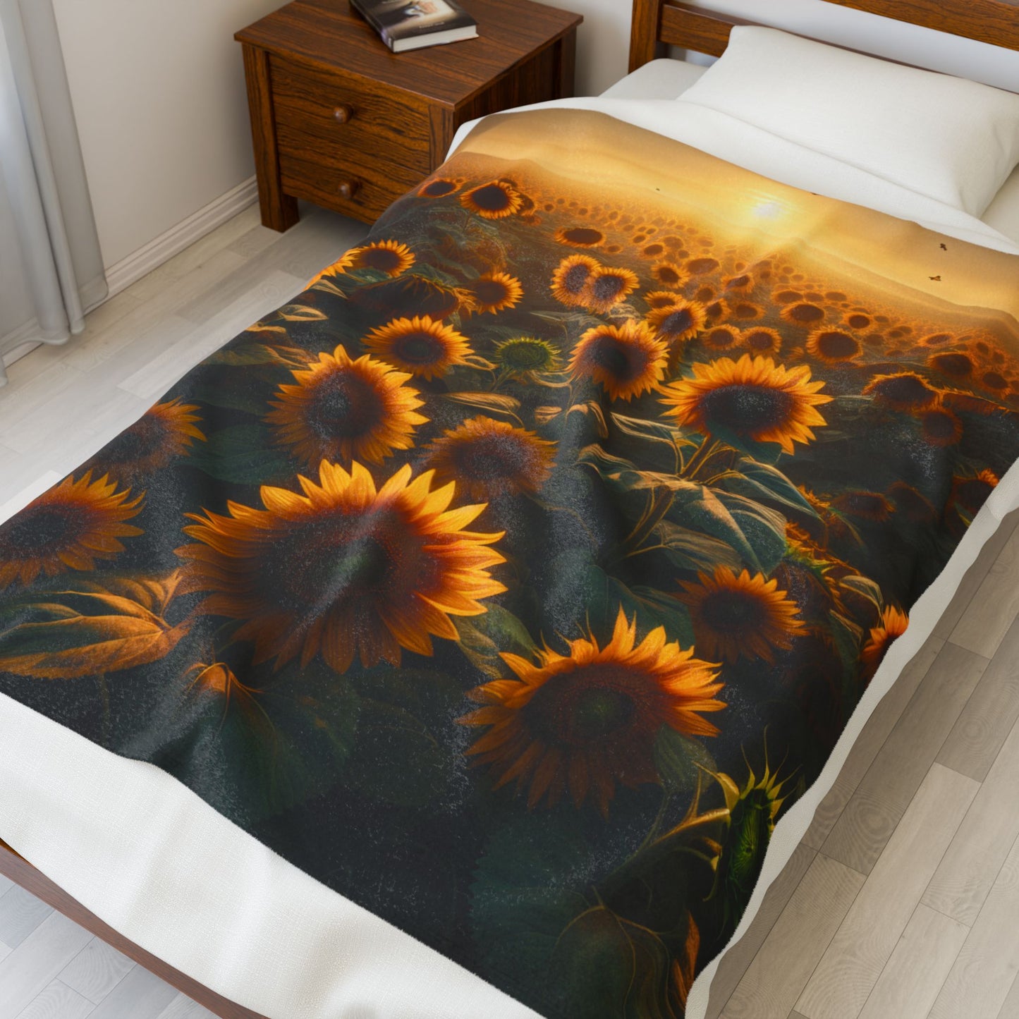 Velveteen Plush Blanket (Sunflowers)