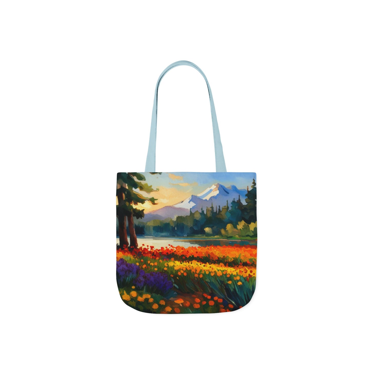 Canvas Tote Bag, 5-Color Straps (Flower Meadow)