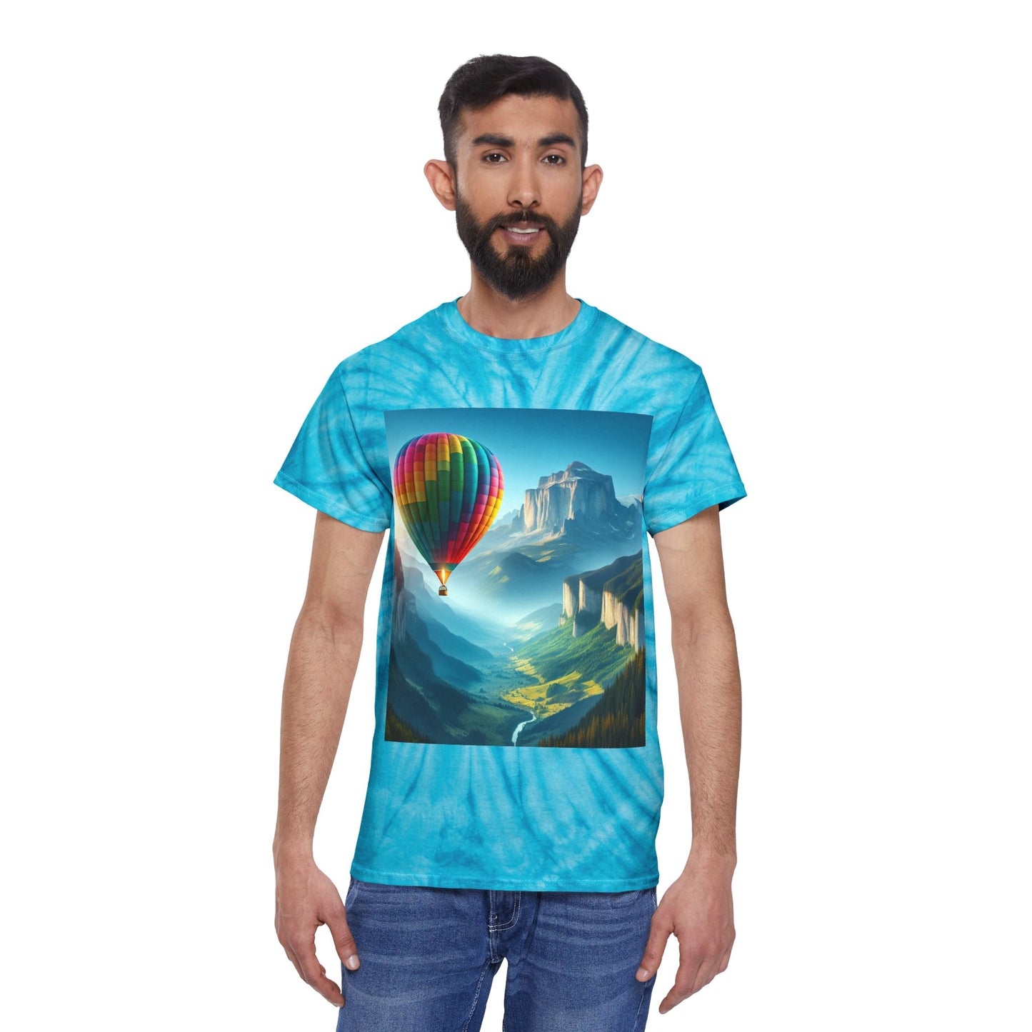 Cyclone Tie-Dye Tee with Hot Air Balloon Design - Vibrant Summer Graphic Tee