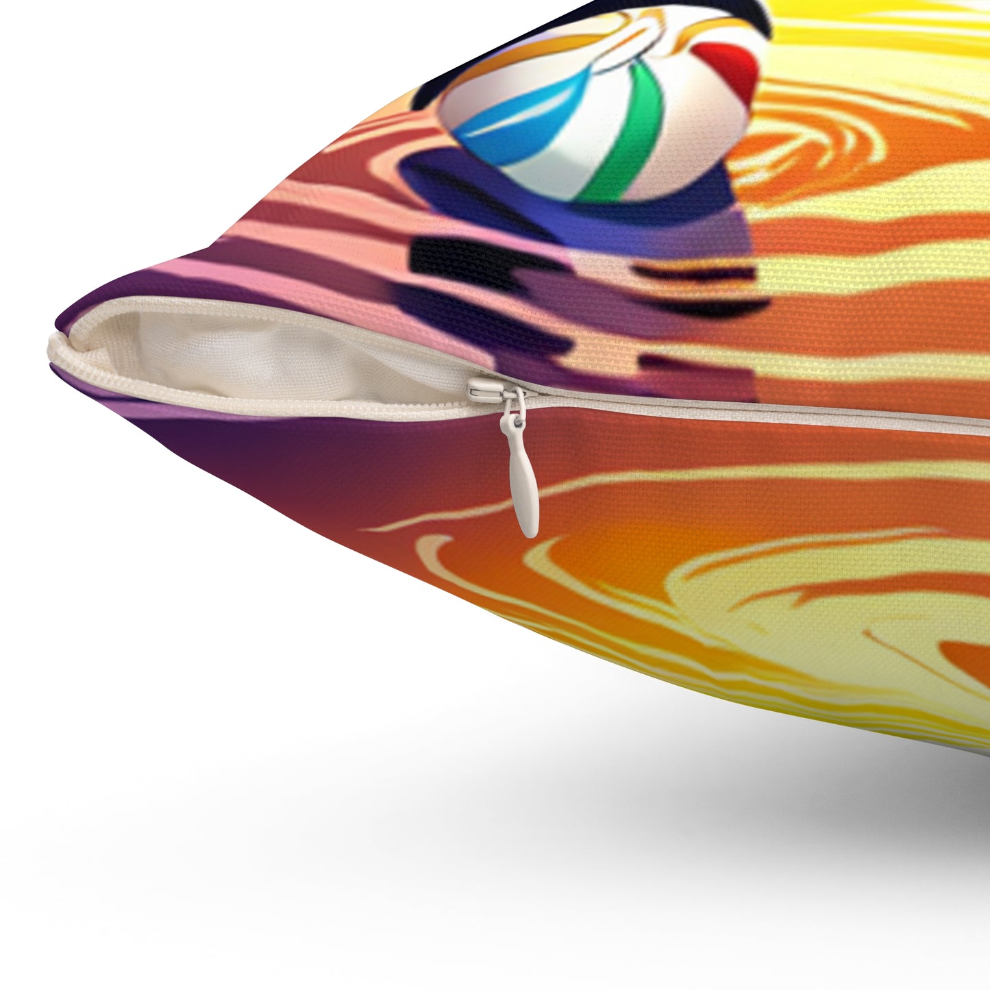 Spun Polyester Square Pillow (Dolphin Beach Ball)