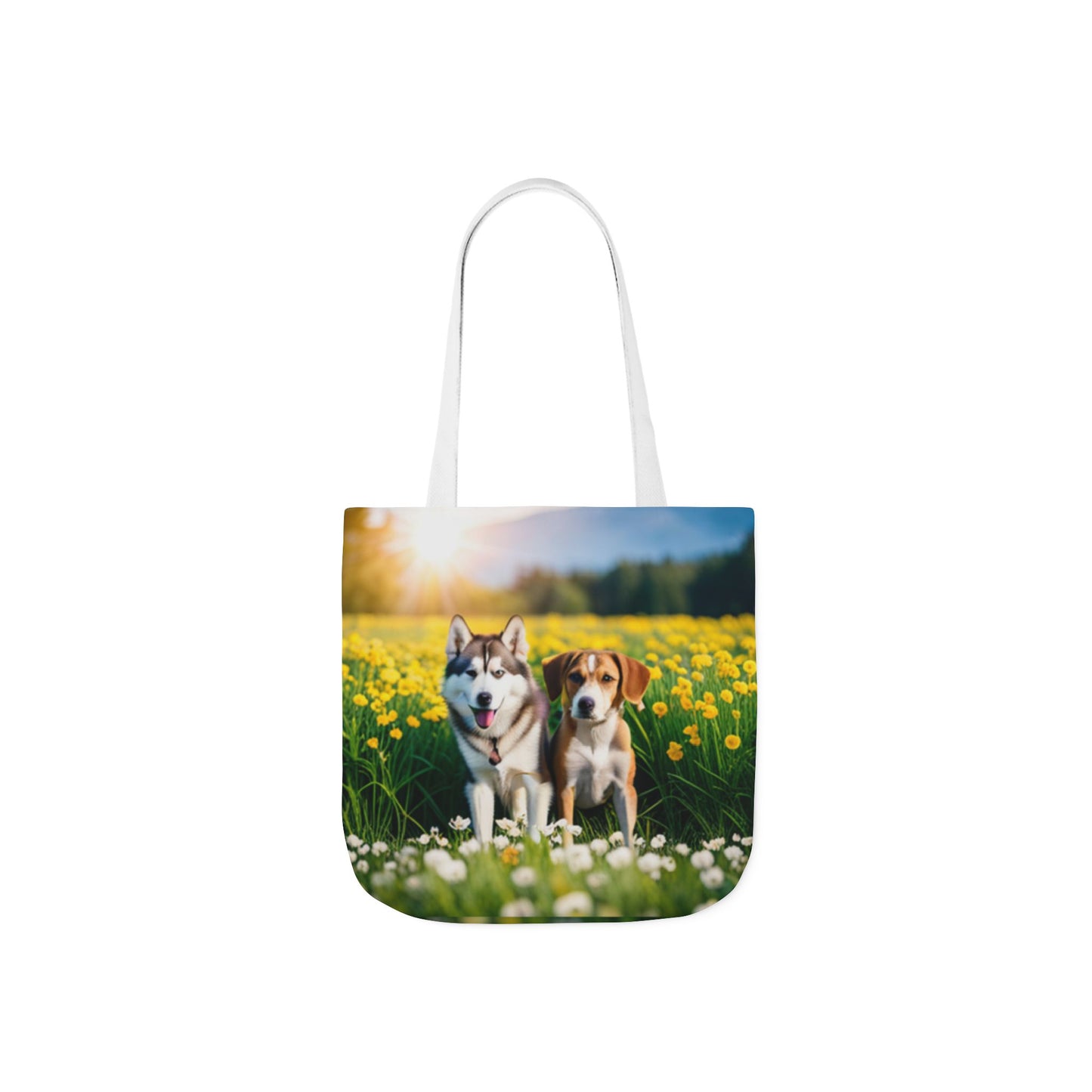 Canvas Tote Bag, 5-Color Straps (Husky/Beagle)