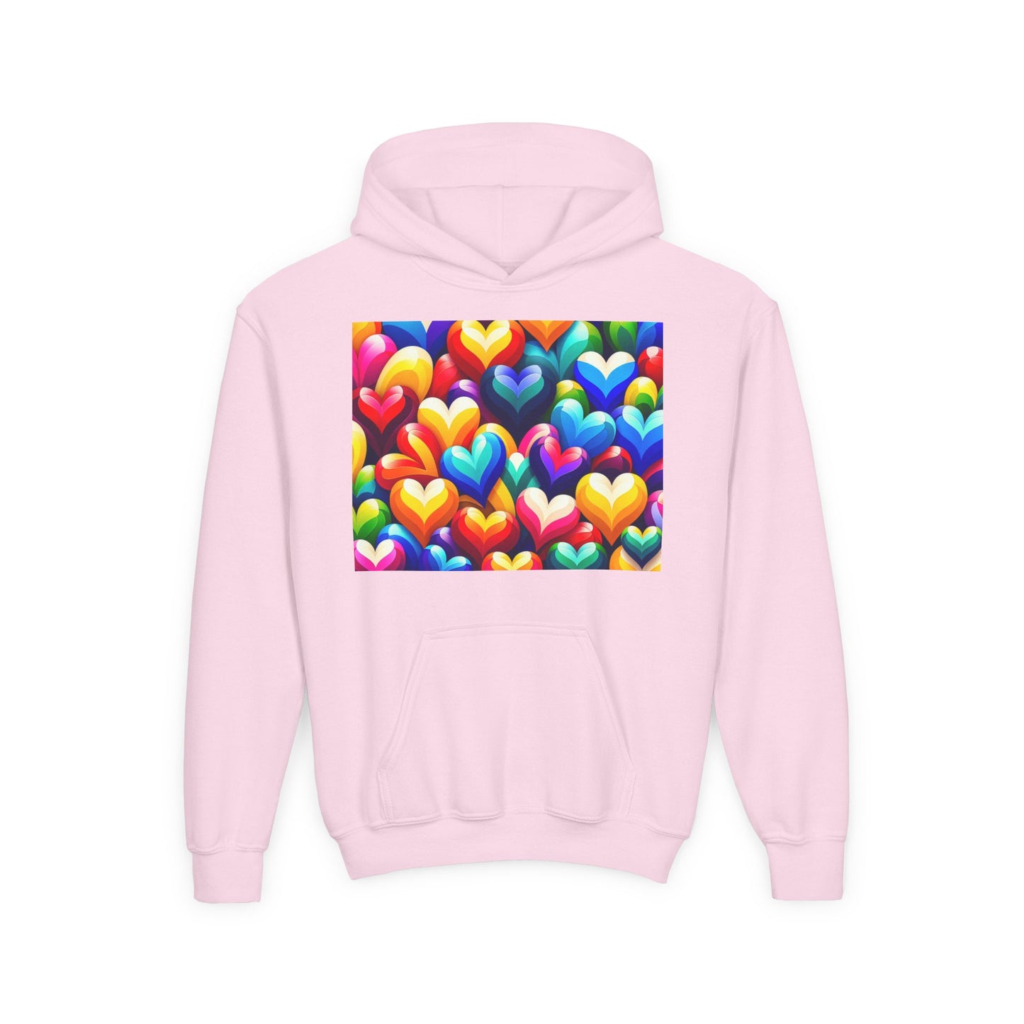 Youth Heavy Blend Hooded Sweatshirt (Colorful Hearts)