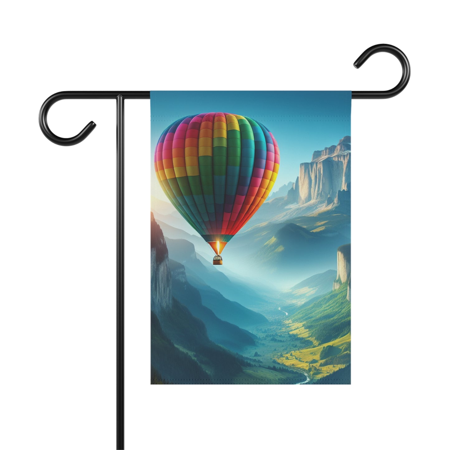 Vibrant Hot Air Balloon Garden Flag - Outdoor Wall Decor for Garden Enthusiasts